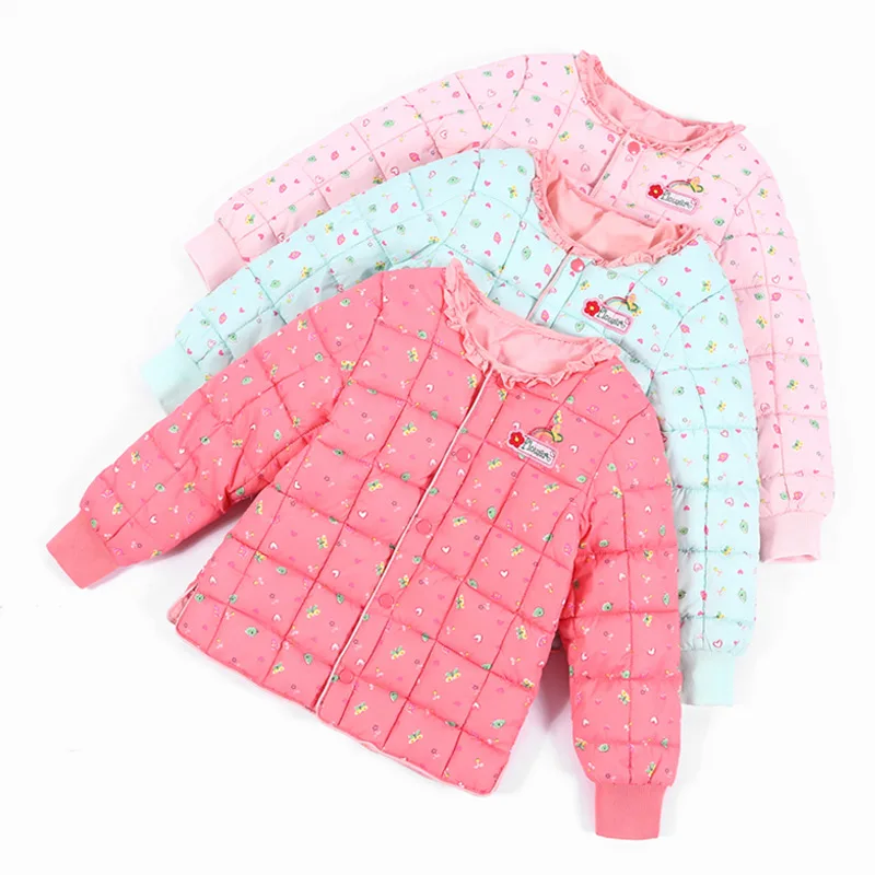 New Autumn Big Boy Cotton Liner Girls Lace Collar Cotton-padded Clothes Printed Children's down Feather Cotton-padded Clothes