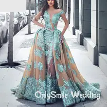 Иллюзия сексуальные платья выпускного вечера Длинные возлюбленные декольте съемные Кружевные Аппликации Поезд Вечернее платье халат de soiree арабский