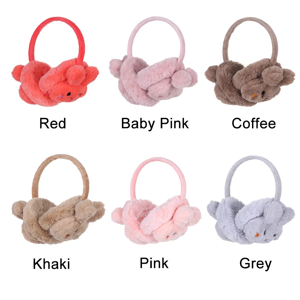 New Women Cute Rabbit Warm Earmuffs Girls Cartoon Thicken Cotton Warmth Ear Muffs Autumn Winter Ear Protection Earmuffs