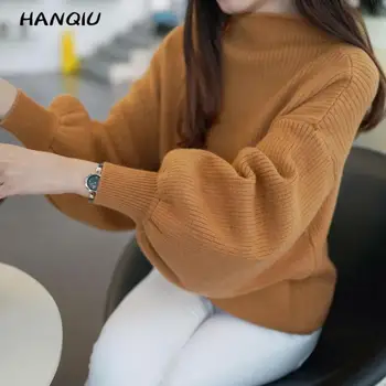 

Winter clothes Women Sweaters black vintage white Turtleneck long Sleeve sweater Pullover kawaii Knitted Sweaters Tops fall 2019