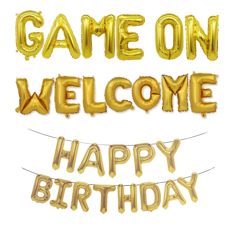 

Fortnite Alphabet Balloon Set Golden Happy Birthday Christmas Halloween Alphabet Number Aluminum Foil Balloon Decoration 16 Inch