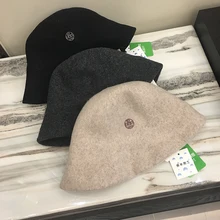 Spring Winter New Style Japanese Embroidered Spaceship Warm Pure Wool Fisherman Hat High Quality Female Hat Classic Logo Hat