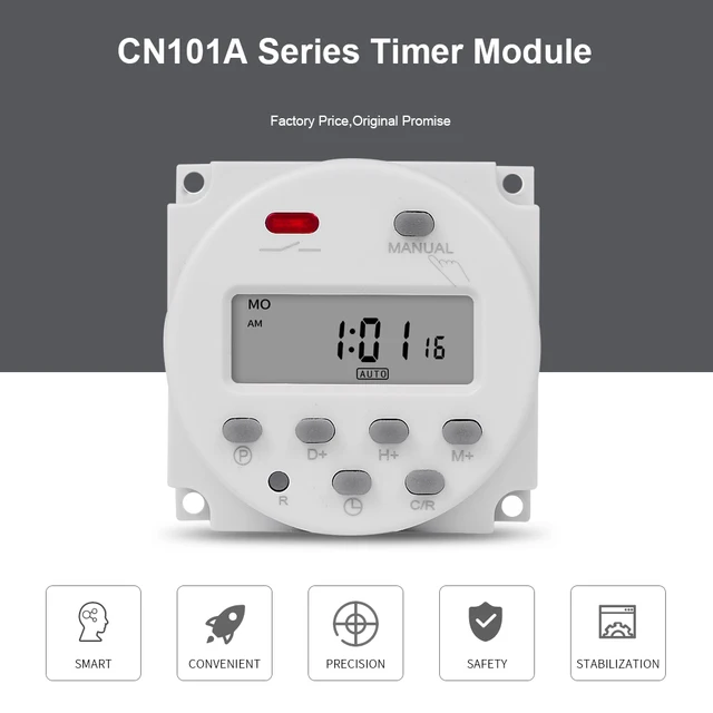 Interruptor de tiempo digital CN101A L701-12V de eficiencia energética,  interruptor de temporizador LCD de 1 minuto a 168 horas, temporizador LCD