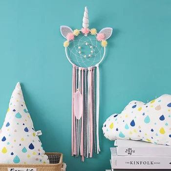 

Unicorn Wind Chime Dream Catcher Feathers Catching Monternet Wedding Party Decor Home Pendant Decoration