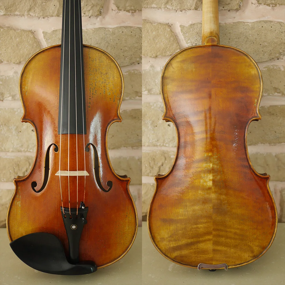 Модель StradIvarius 1715 с высоким содержанием пламени. Античный масляный лак. No.1005. Насыщенный и глубокий тон. ручной работы