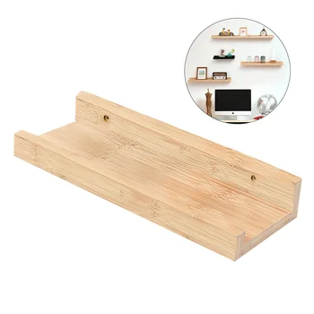 

Bamboo Wall Shelf Floating Ledge Storage Wall Shelves Rack Wall Art for Home Decor (White)