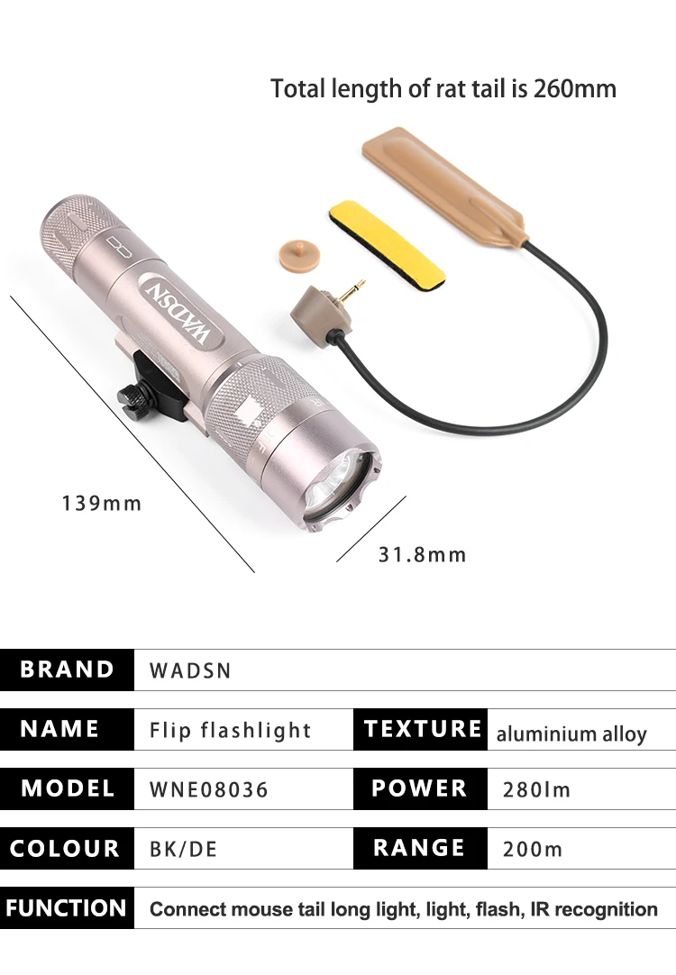 Description Picture 3 of itemWADSN Airsoft Night Evolution L-3 Insight WMX200 Scout light Tactical Flashlight LED With IR Light Hunting Gun Weapon lights