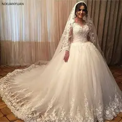 Vestidos De Noiva Сексуальное Женское простое винтажное свадебное платье 2019 свадебное платье с длинным рукавом бальное платье Свадебные платья