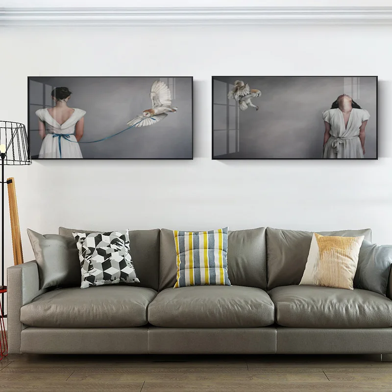 

Canvas Painting Flowers Bird Eagle Woman Abstract Wall Art Print Poster Picture Decorative Painting Living Room Decoration