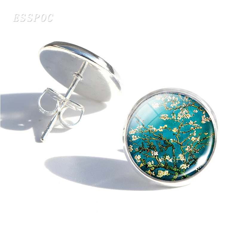 Женские серьги гвоздики с изображением подсолнуха|glass cabochon earrings|fashion stud earringsstud