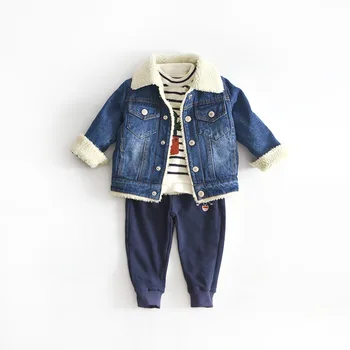

New Boys and Girls Thickened Lamb Hair Jeans Short Coat for Winter 2019 kids coat boys jacket