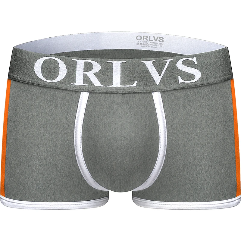 ORLVS Brand boxer men underwear gay boxer shorts ropa interior hombre cueca tanga calzoncillo hombre boxer para hombre mesh - Цвет: OR101-gray