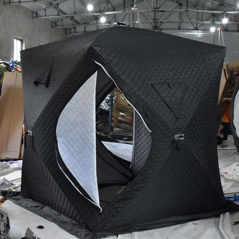 3Layers Cotton Winter Fishing Tent Outdoor Winter Camping Ice Fishing  Shelter Tent with Chimney Hole Stove Jack 2 Door 5.9*5.9 - AliExpress