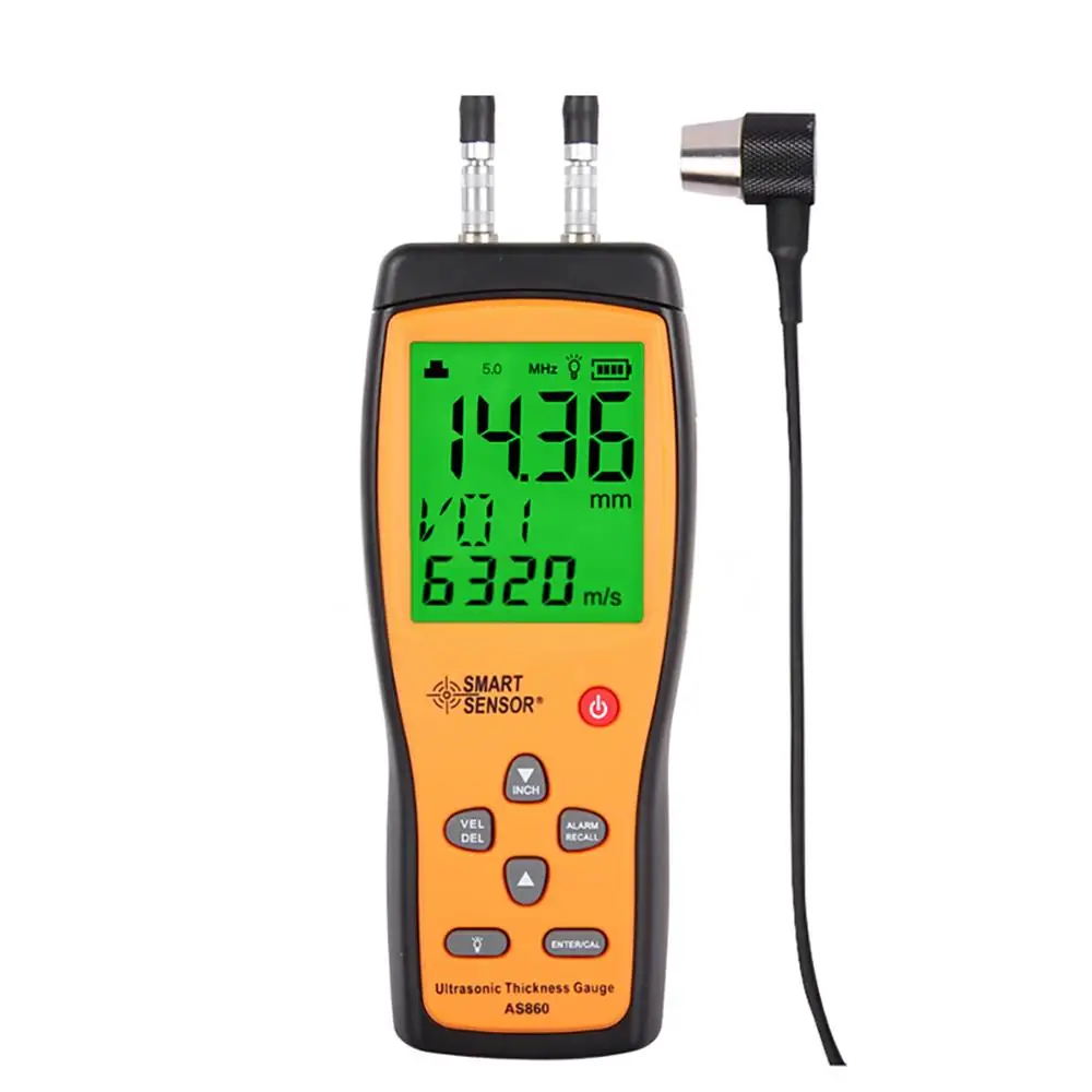 

SMART SENSOR AS860 1.0 to 300mm Steel Thickness Tester Digital Ultrasonic Sheet Metal Thickness Gauge Sound Velocity Meter