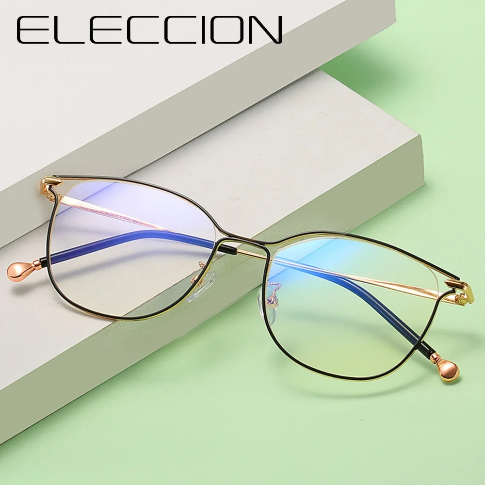 

Cat Eye Glasses Frame for Women 2019 New Metal Prescription Eyeglasses Frame Myopia Optical Clear Brand Designer Vintage