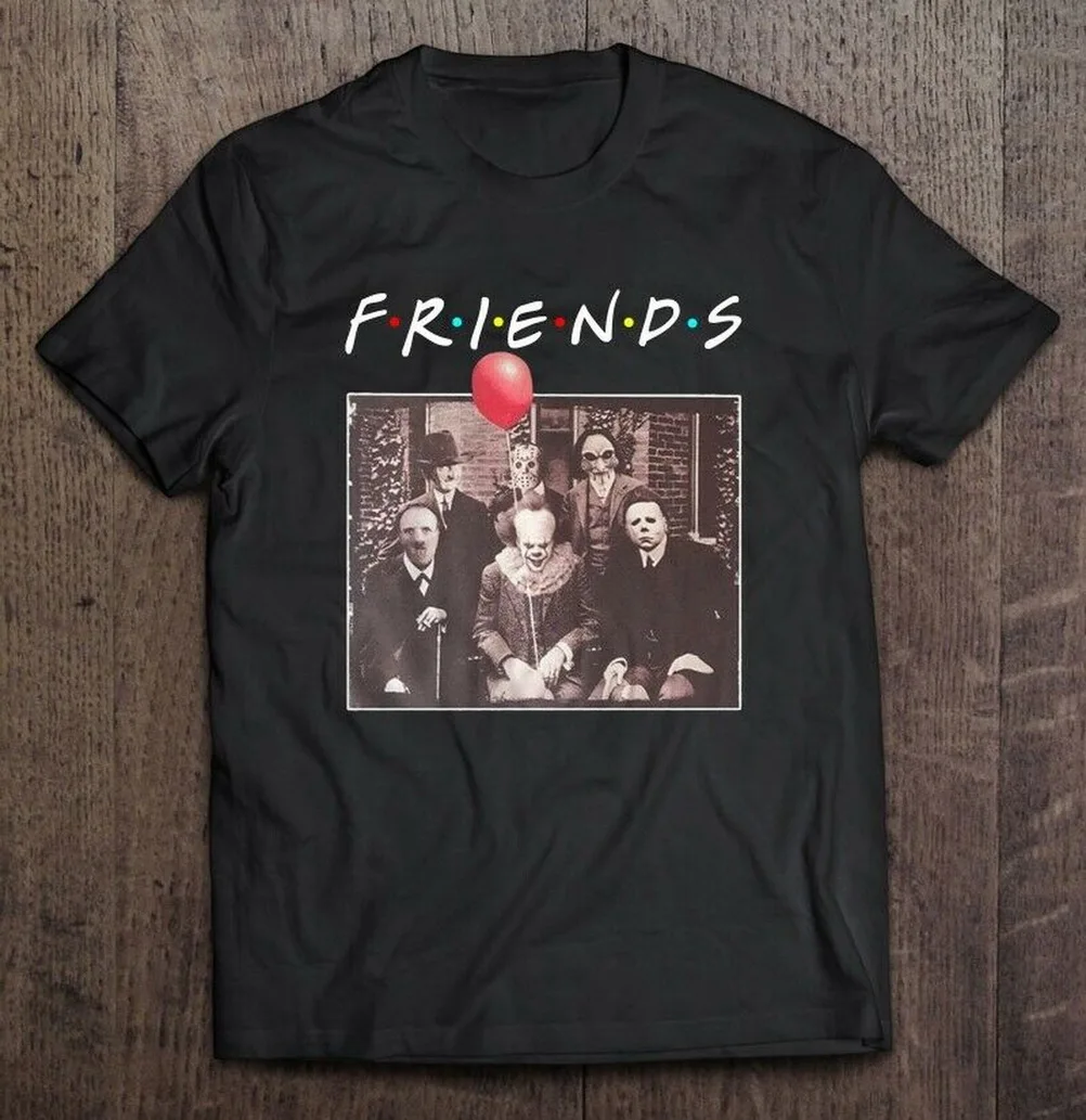 

Friends Horror Characters Pennywise Freddy Krueger Jason Halloween Men Tops Tee T Shirt T-Shirt Cool Casual Cotton