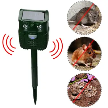 

Ultrasonic Wave Sound Infrared Light Flash Solar Rat Repellent Rodent Dispeller