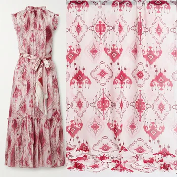 

100X145cm Fashion Week Geometric heart pattern Chiffon Fabric For Woman Summer Dress Blouse Tissu Tela Хлопок материал DIY