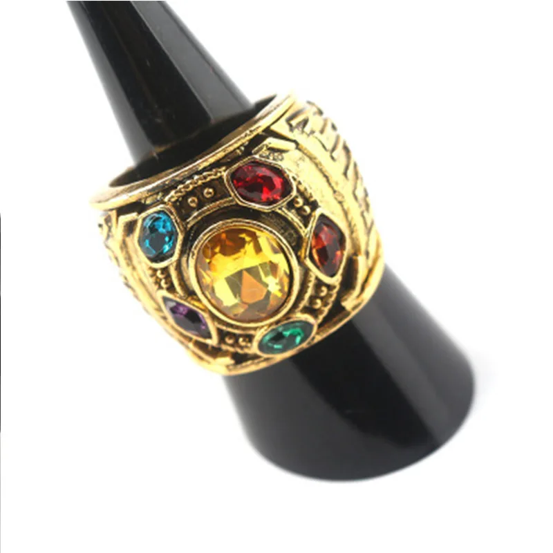 Six Colorful Stone Setting Ring Golden Color Band   Ring For Cosplay Finger Accessories Luxury Design Hand Embellish Wholesale