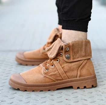 

Autumn Winter Men Canvas Boots Army Combat Style Fashion High-top Military Ankle Boots Men Shoes Comfortable Sneakers