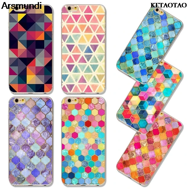 KETAOTAO 2018 Colorful Geometric Charts Phone Cases for iPhone 4S 5C 5S 6 6S 7 8 Plus X Case Crystal Clear Soft TPU Cover |
