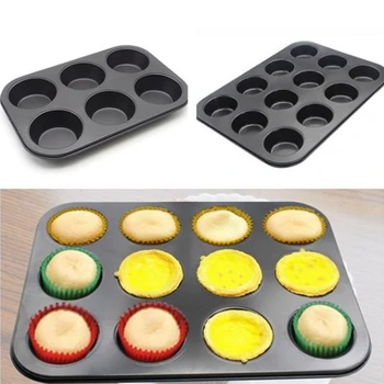 

12/6 Cups Nonstick Muffin Baking Pan Thicken Round Shape Bakeware Cupcake Cake Mold Baking Mold
