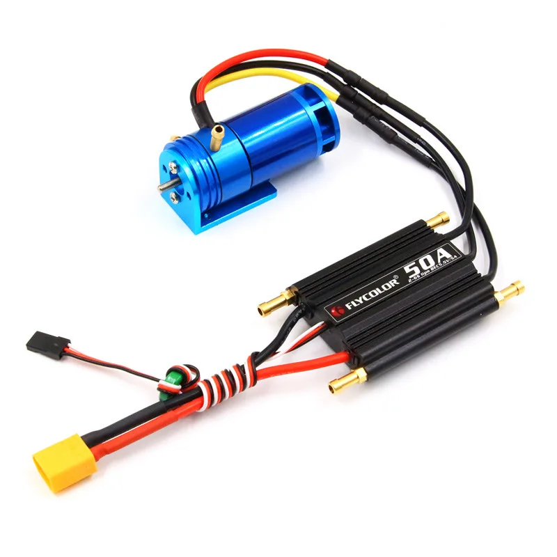 브러시리스 파워 드라이브 세트, 수냉식 모터, 플라이컬러 50A 수냉식 ESC, 5.5V, 5V BEC, RC 보트 모델용, 2-4S 2862 2800KV
