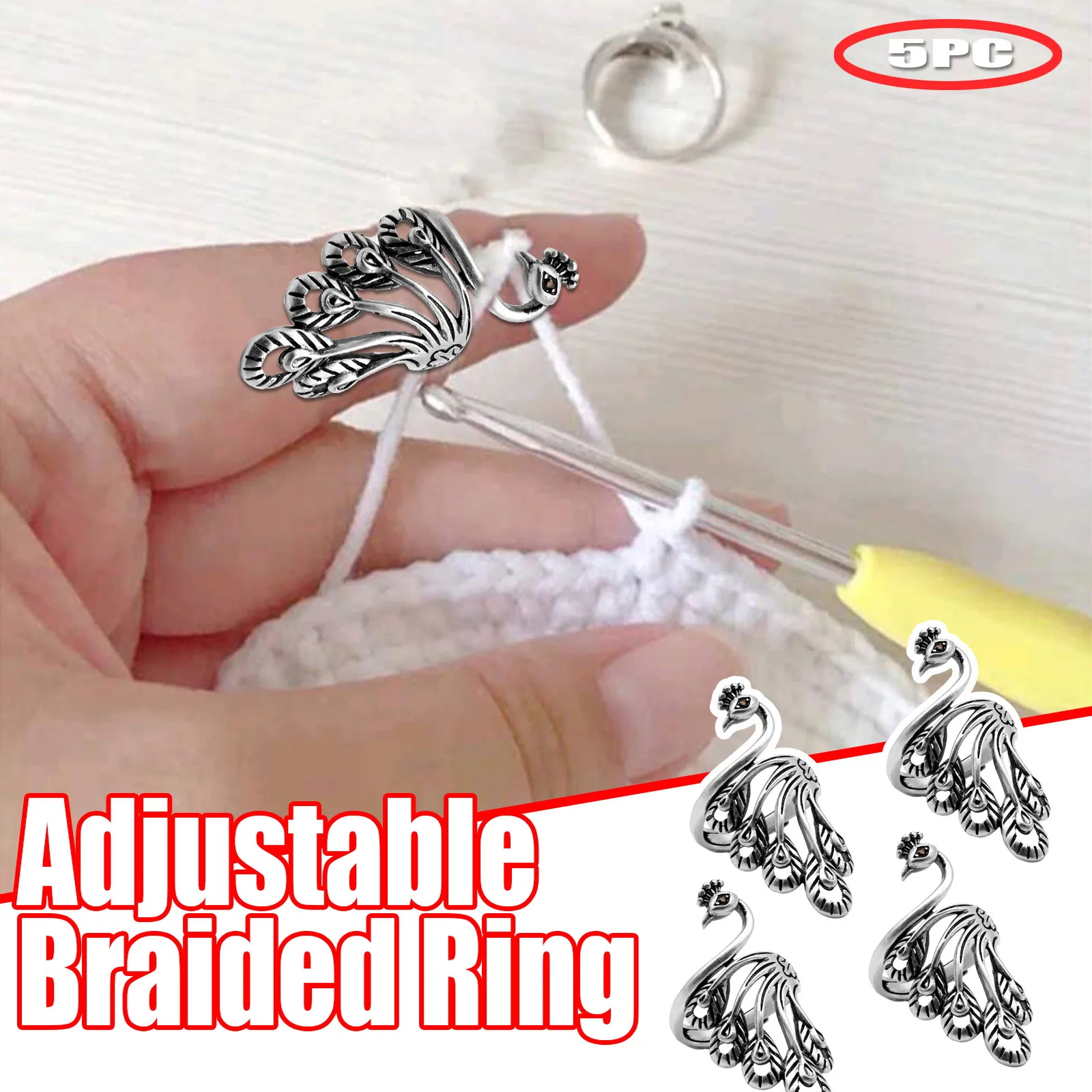 

4pcs Adjustable Knitting Loop Crochet Loop Knitting Ring For Women Knitting Thimble For Crafts Braided Sewing Ring Accessories