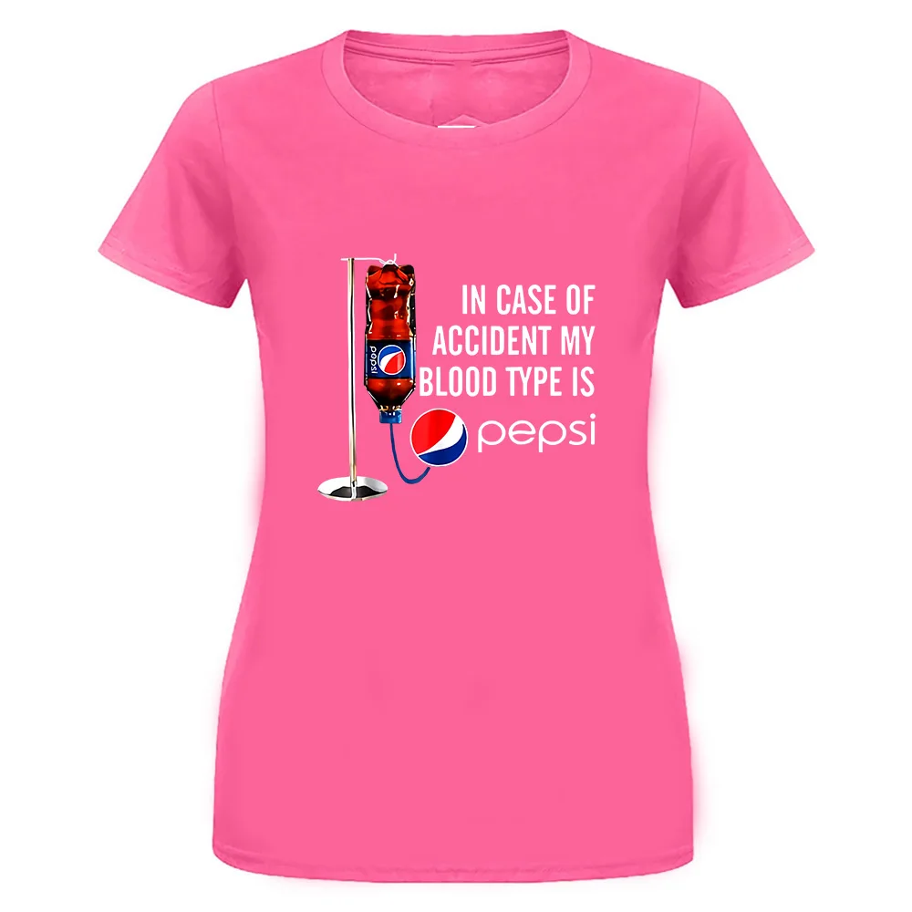 women pink Черный чехол с надписью «My Blood type Is Pepsi», футболка в стиле Харадзюку С S-3Xl - Цвет: women pink