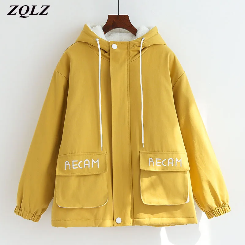 

ZQLZ Winter Jacket Women 2020 New Hooded Thick Cotton Padded Parka Mujer Print Letter Plus Size Outwear Casual Loose Coat Female