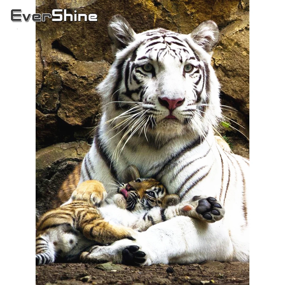 Evershine алмазная вышивка тигр полная площадь мозаика выкладка животные картина