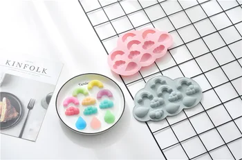 

Rainbow cloud Drop silicone cake baking Chocolate mold Ice block Candy Pudding Ice Mold DIY mold