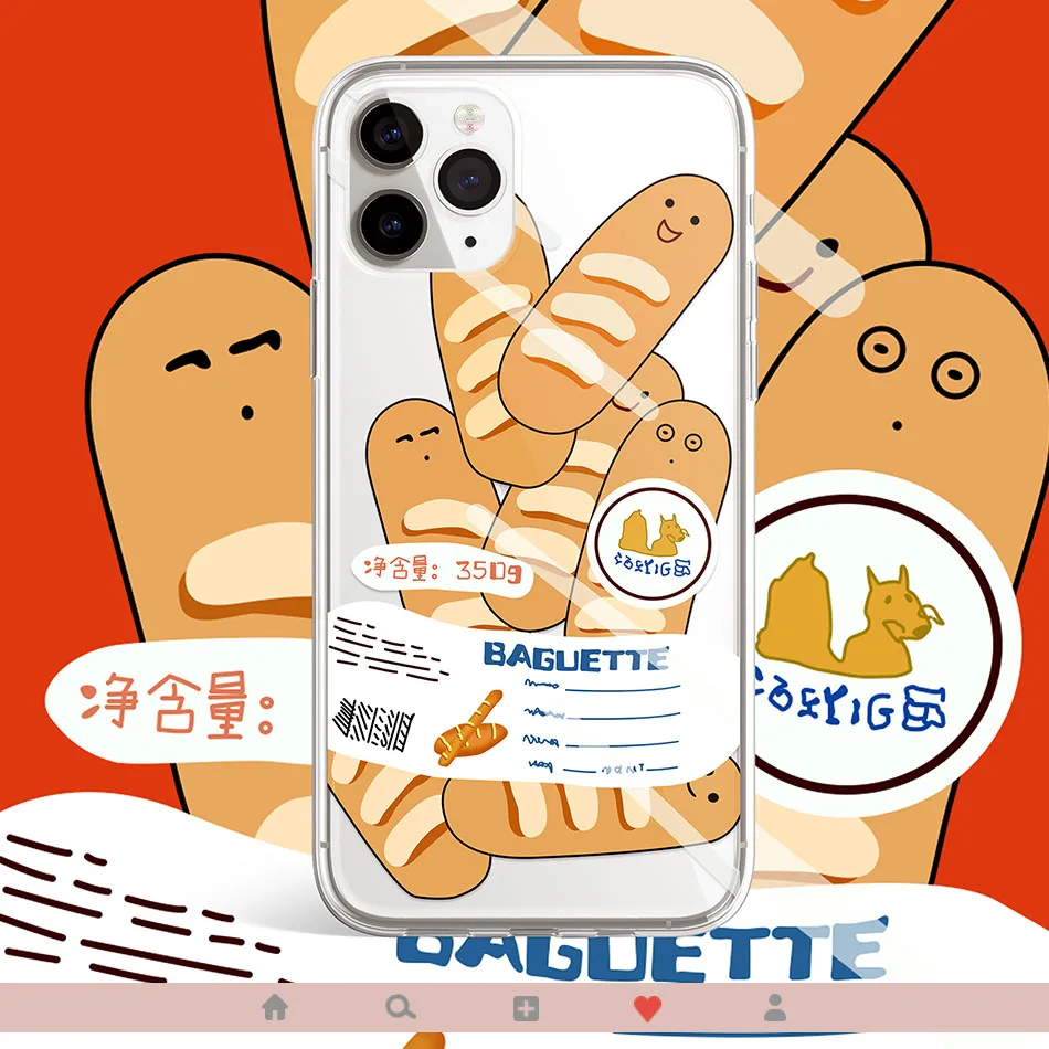 For Samsung S20 Ultra S11 Note 10 Plus S10 9 A91 A81 Case Cute Chic Smiley Bread Vegetable Pattern Transparent Soft |