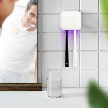 

UV Light Electric Toothbrush Sterilizer Punch-free Toothbrush Holder USB Charging Antibacteria Tooth Brush Sterilizer Box