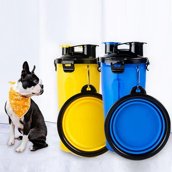 

Bowl for Dogs 2 In 1 Pet Water Bottle Dog Feeder Food Container Bowl Outdoor Travel Folding Silicone Bowl For Dog Cat Feeder Cup