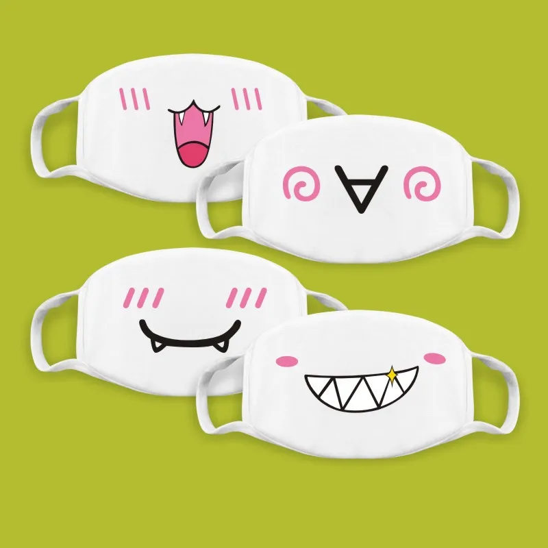 Máscara de boca reutilizável, design de expressão, anime, lavável, filtro,  anti-poeira, máscara facial, anime, mangá, expressões fofas, menina, kawaii