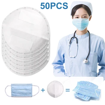 

50Pcs Disposable Mask Filter Pads for Mask Replacement Universal Face Mouth Protective Pad Non-Wowen Replaceable Mask Filter Pad