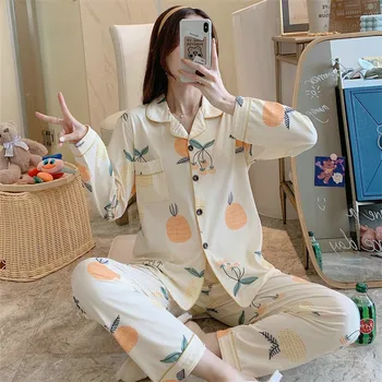 

Autumn winter lady Women Pajamas Set Cartoon Nightwear Girl Sleepwear Long Pyjamas Suit Female Clothing Set 2019 Home service