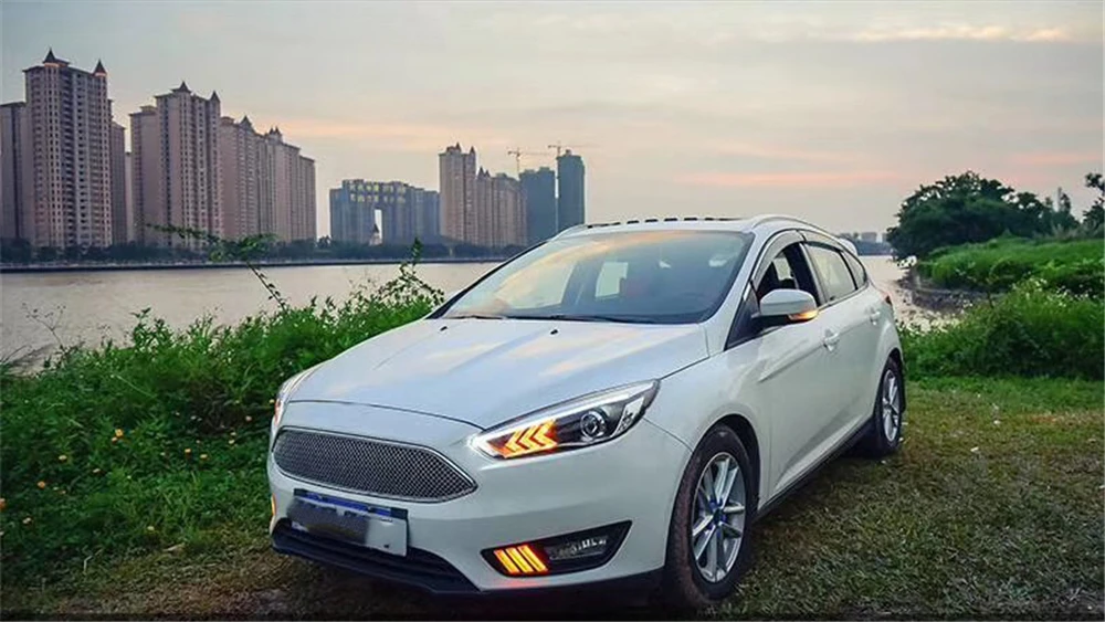 2 шт. светодиодный головной светильник s для Ford Focus Автомобильный светодиодный светильник s двойной ксеноновый объектив дневные ходовые огни противотуманный светильник