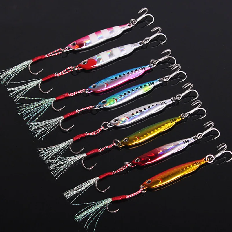 

1pcs Assist Hook Long Cast Fast Jigs Fishing Lure Lead Metal Jig jigging 15g/20g/30g/40g/60g Sea Light Jig Artificial Bait pesca