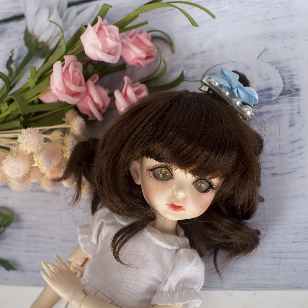 Muziwig коричневый прекрасный короткий кудрявый челка 1/6 BJD парики из мягкого волокна для кукол волос