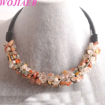 

WOJIAER Wholesale Natural Jaspers Gem Stone Chip 4~8mm Beads Chokers Necklaces 18 inches Women Jewelry 2Pcs PH257