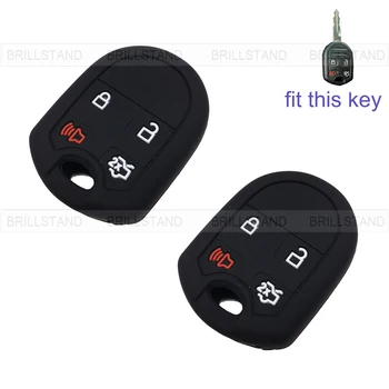 

2pcs 4 Button Silicone Car Remote Key Fob Silica Gel Holder Case Cover for Ford Series Black