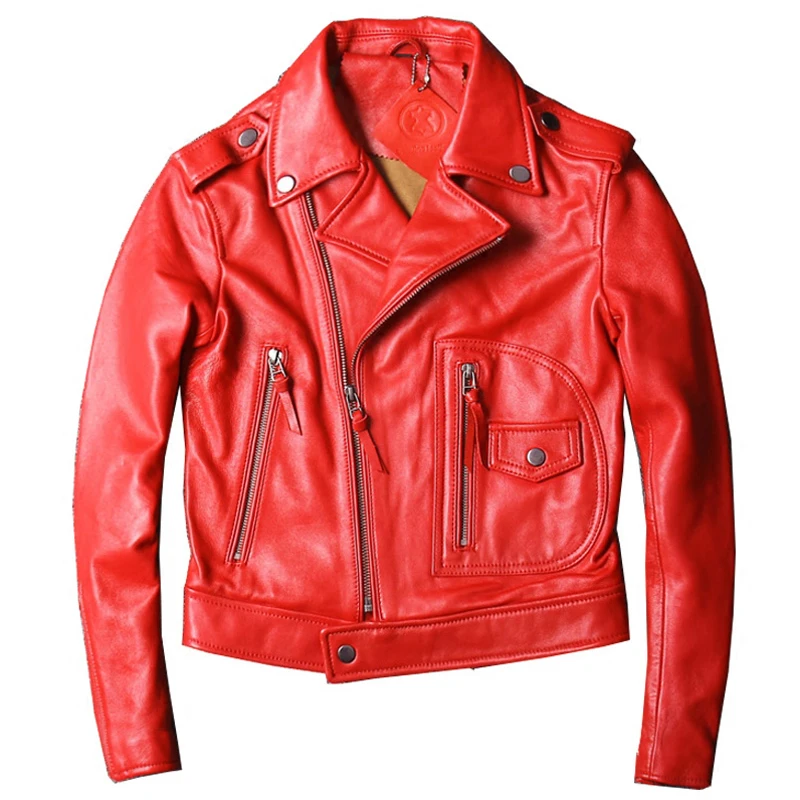 

Biker Women Real Sheepskin Leather Jackets Coats Spring Autumn Genuine Leather Jacket Overcoats Lady Streetwear A827
