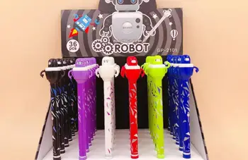 

korea new creative robot gel pen cute cartoon neutral pen student prize pen office black writing pen promotion gift pen 36pc/lot