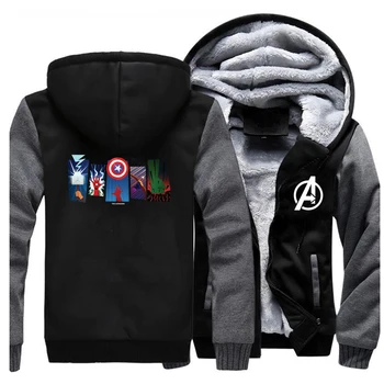 

Jackets Men The Avengers Superhero Sweatshirts Hoodies Winter Thick Captain America Hulk Iron Man Super Hero Sportswear Outwear