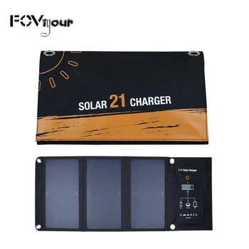 

FOVigour 21W Solar Phone Charger with Dual USB Ports Foldable Waterproof Outdoor Solar Panels Charger