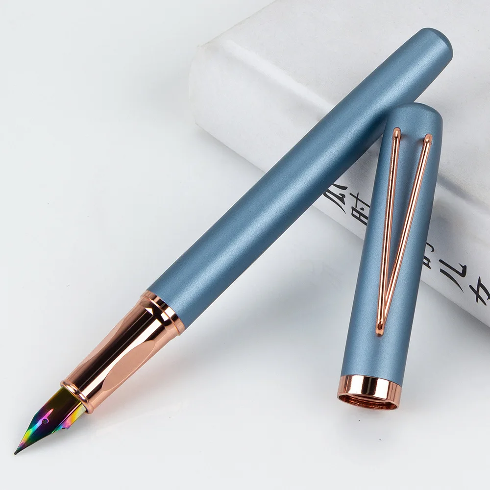

V-shaped Fountain Pen For Students Business Replaceable Ink Sac Can Absorb Ink Calligraphy Metal Gift Pens Stationery Wholesale
