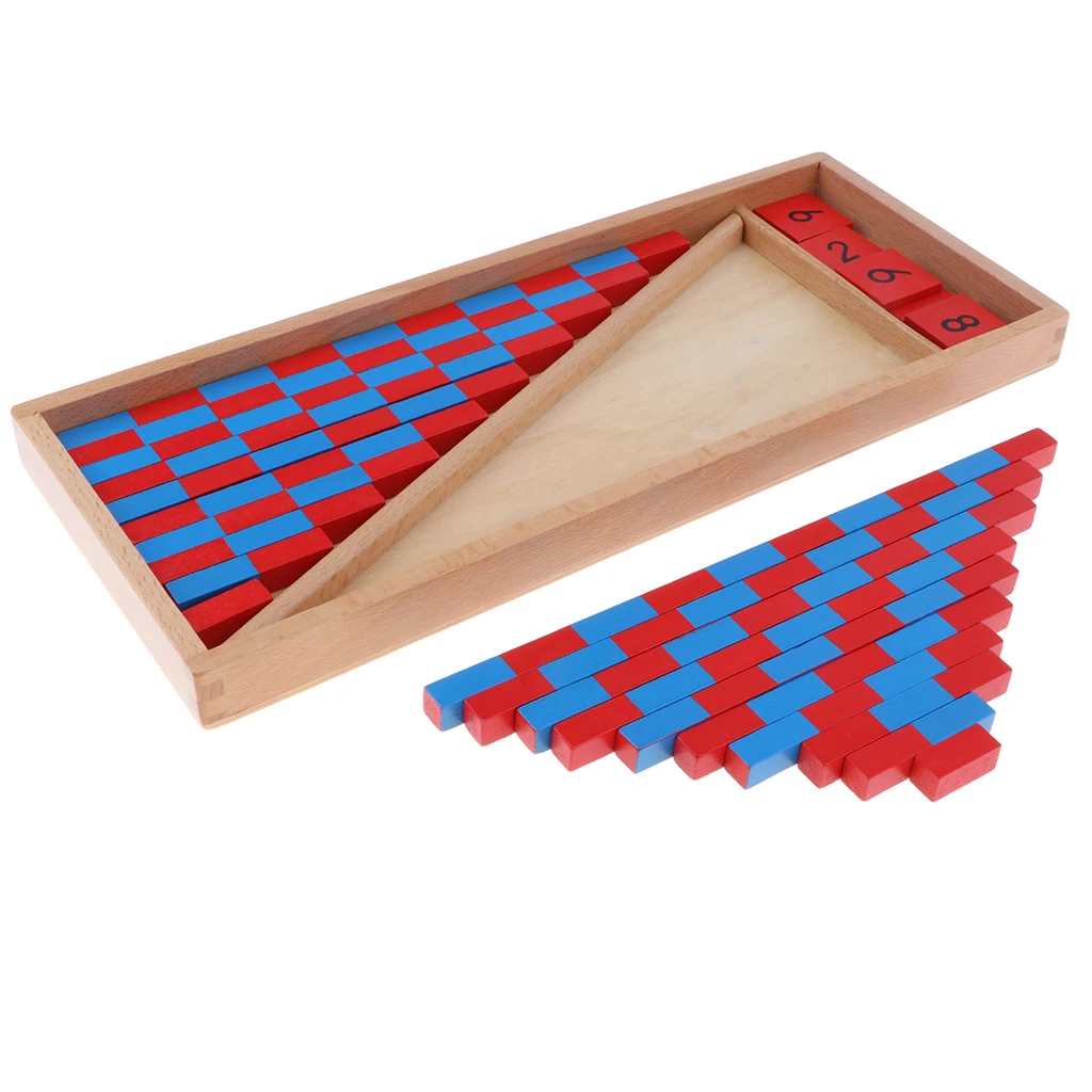Montessori Toy Wooden Red & Blue Rods Kids Classic Learning & Education Toy
