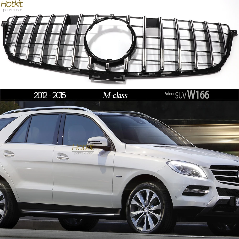 

GTR Style ABS Plastic Radiator Grill Front Bumper Grille for Mercedes ML M Class W166 Pre-Facelifted 2012 - 2015 (Not for ML63)